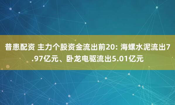 普患配资 主力个股资金流出前20: 海螺水泥流出7.97亿元、卧龙电驱流出5.01亿元