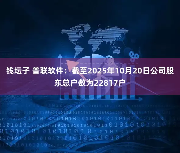 钱坛子 普联软件：截至2025年10月20日公司股东总户数为22817户